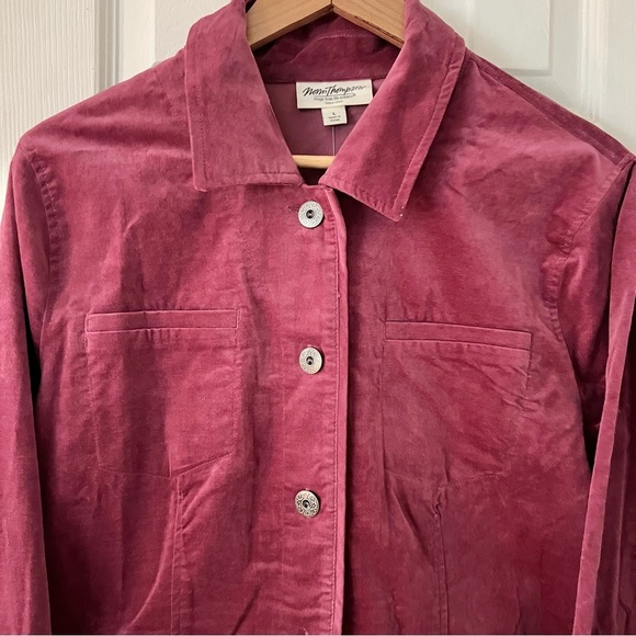 Vintage Norm Thompson Velour Button Up Jacket Purple Women’s Large NWOT Pockets - Picture 2 of 12